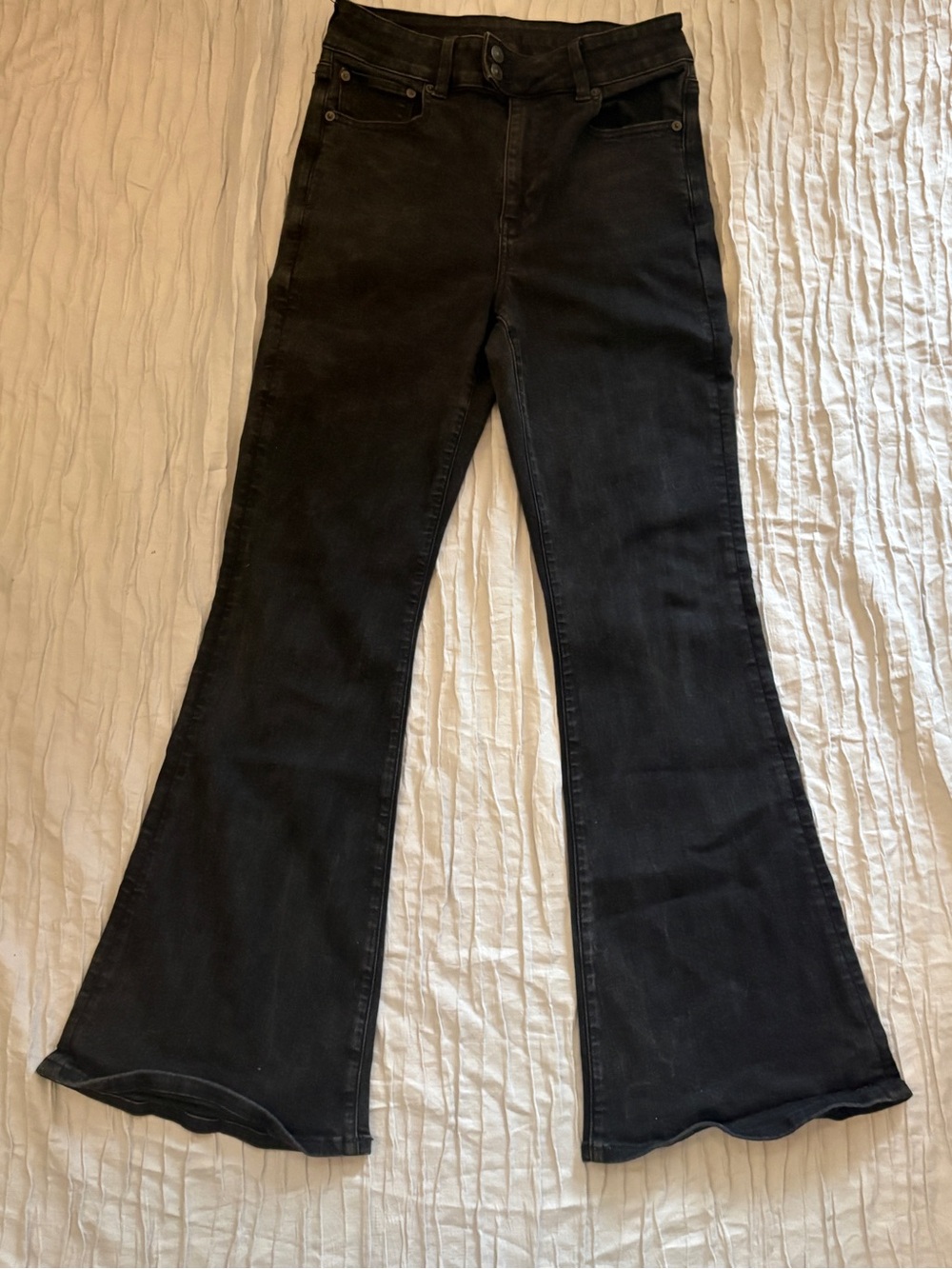 American Eagle Next Level Stretch High Rise Flare Black Jeans Size 8 Regular